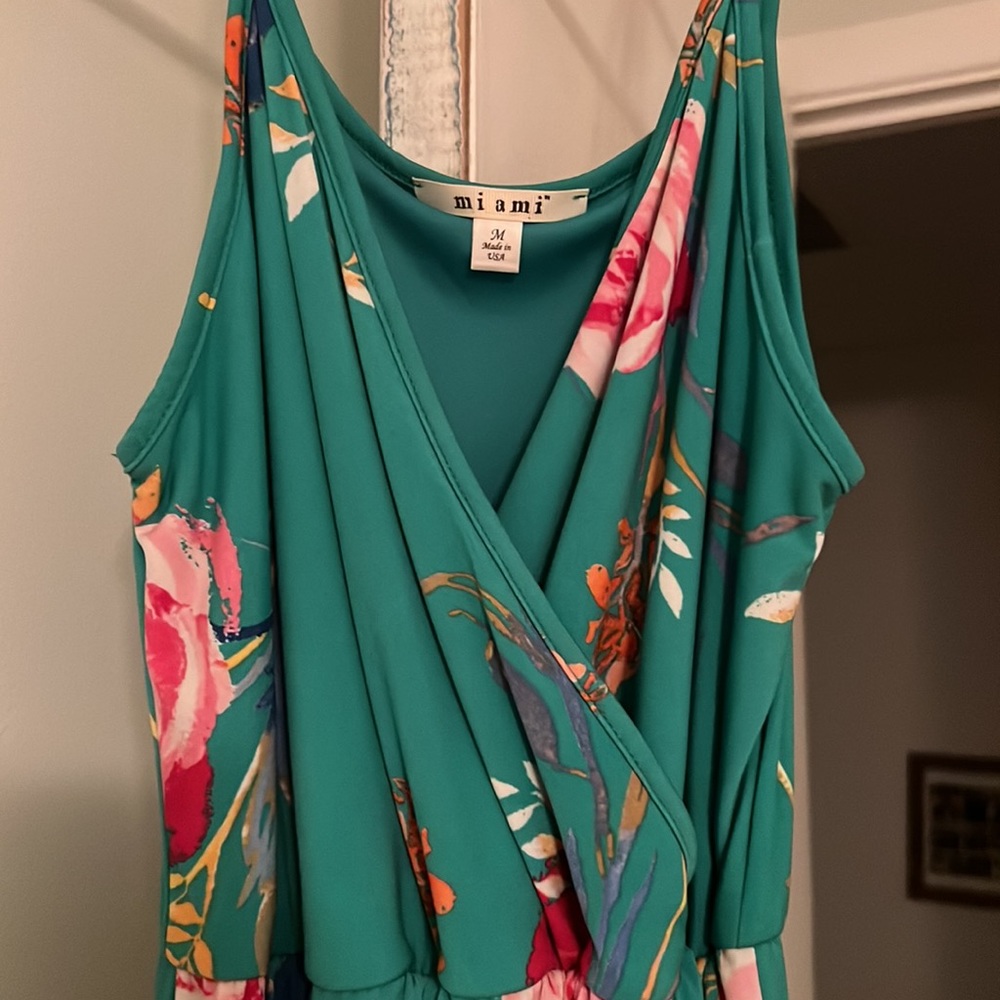 Francesca’s tropical high low dress